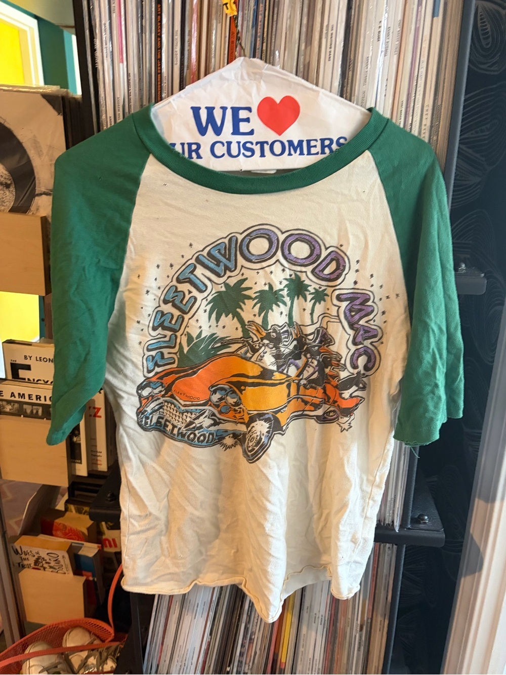 MadeWorn White Body Green Raglan Sleeve Fleetwood Mac Graphic Tee